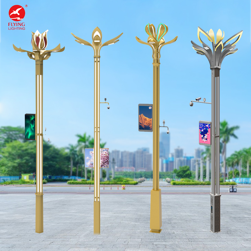 Customizable Polygonal Aluminum Smart Street Light Pole with EV Charger CCTV Digital Signage Adjustable Lighting Solutions