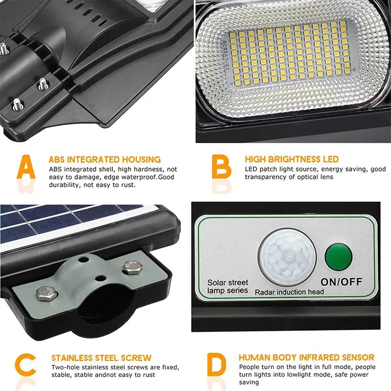Hot Sell ABS Waterproof IP65 Integrated Solar Induction Street Light 60W