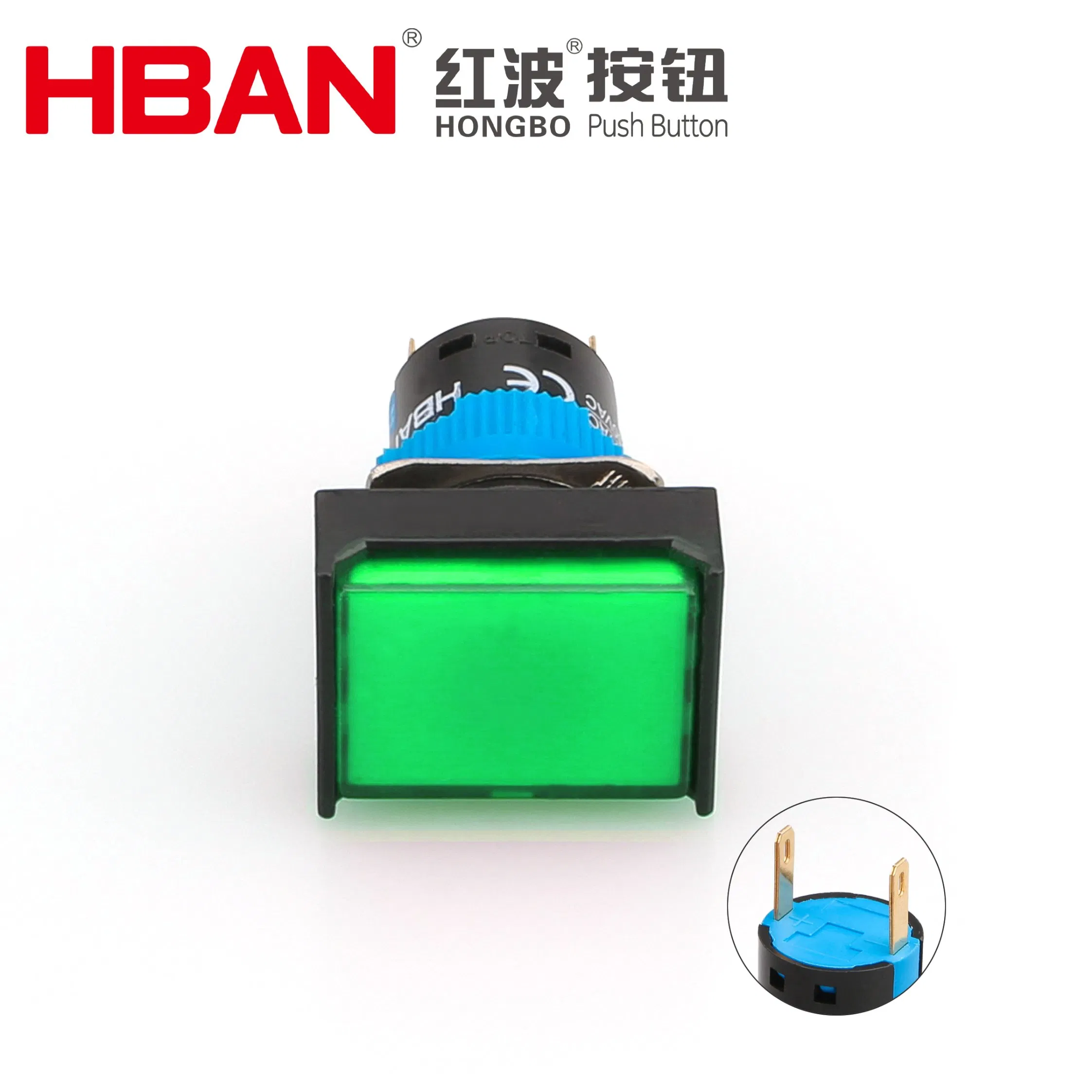 Hban 16mm Plastic Square Rectangular Circular Head Pin Terminal Signal Light