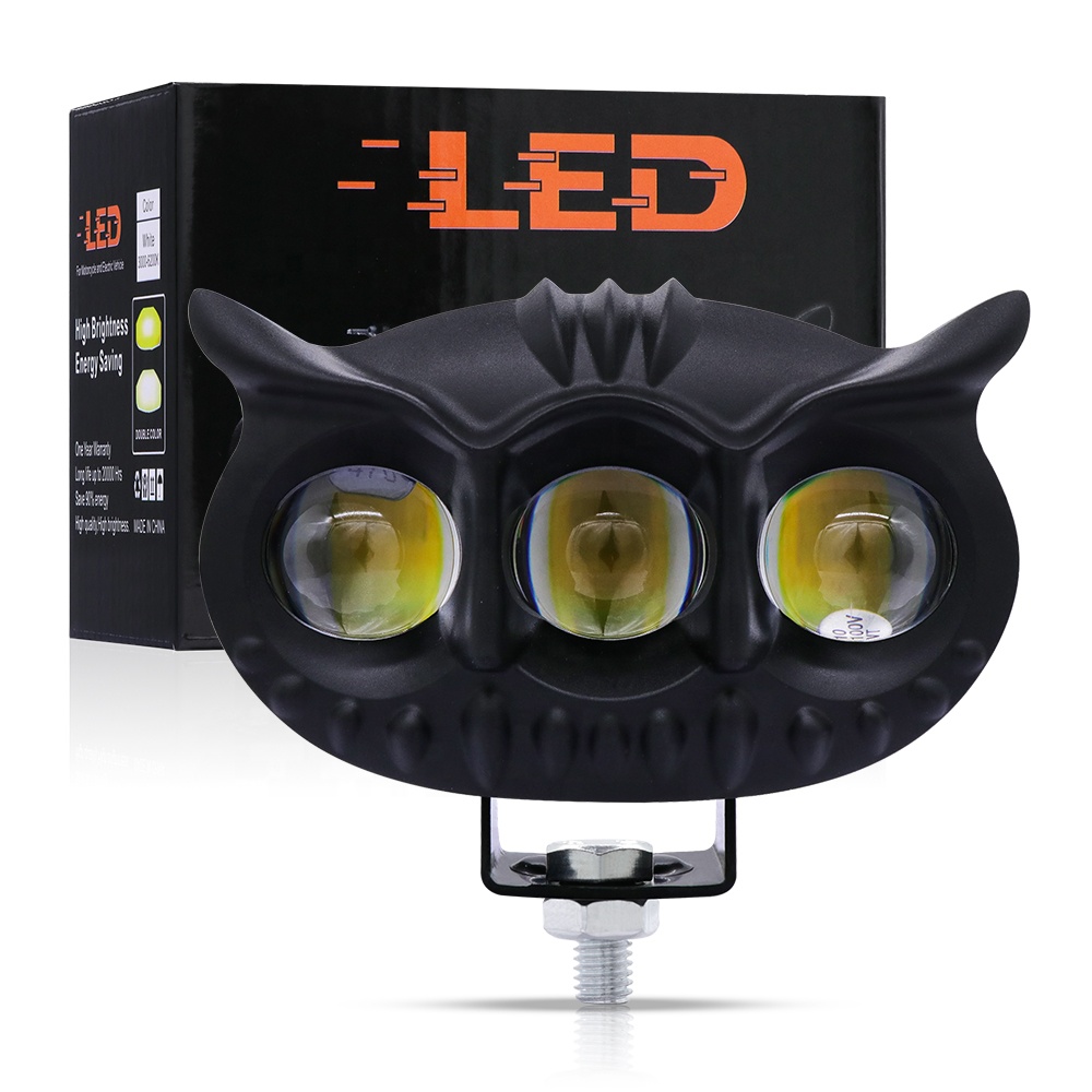 New Owl 3-Bead Motorcycle LED Electric Vehicle Spot Light Waterproof Modification High and Low Beam Street Light External
