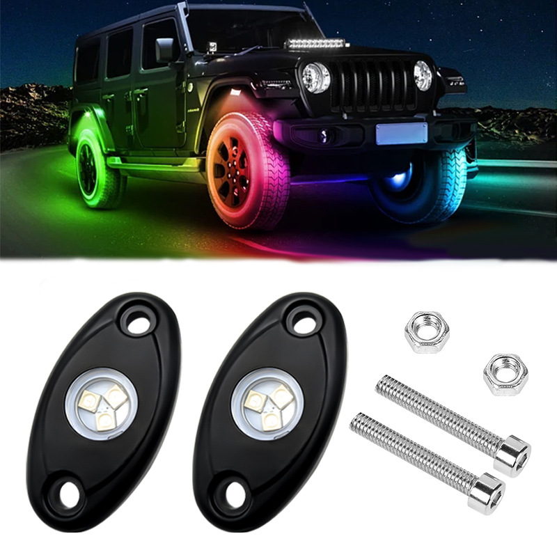 Universal 12V RGB LED Rock Lights 3LEDs Chassis Underglow Lamp Car SUV Off-road Truck Neon Atmosphere Auto Lighting Systems New