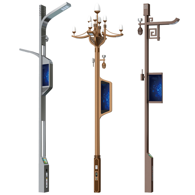 Custom OEM Solar Energy Street Walkway Decorative Outdoor Aluminum Used Led Lamp Mounted Light Pole EV Charging Station