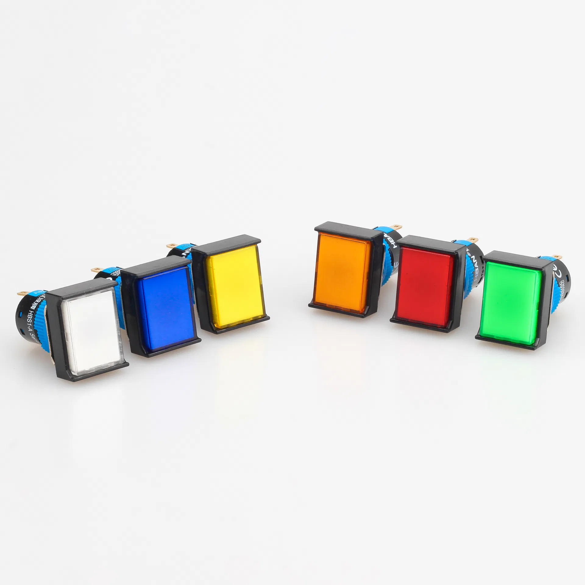 Plastic Waterproof Rectangular LED Industrial Control Signal Light Blue Light Emitting IP65