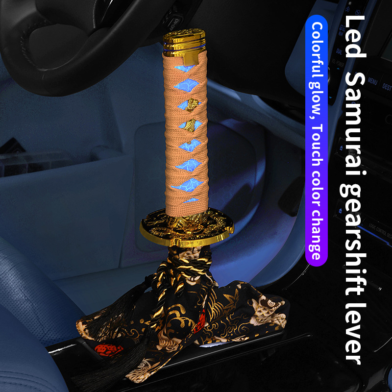 Car Modified Led Luminous Gear Head Samurai Gear Handle JDM Shift Knob Car Shift Lever Handle Samurai Gear Shift Knob