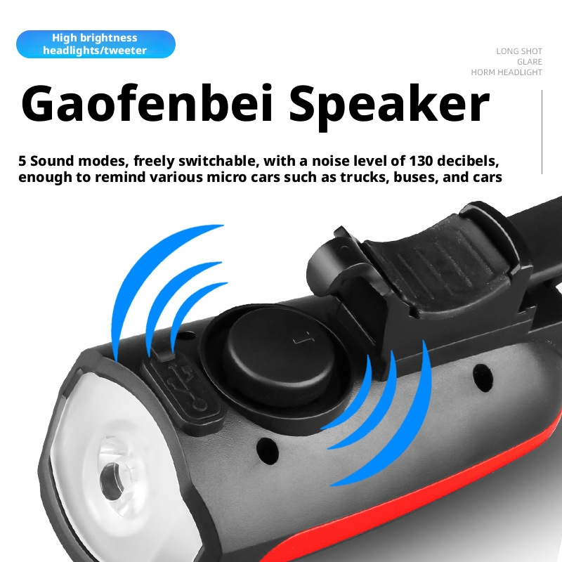 Rechargeable Bike Light with Horn Set, Bicycle Front Light with Bell for Electric Scooter Kids, 2 Modes Sound Siren, 3 Lighting Mode