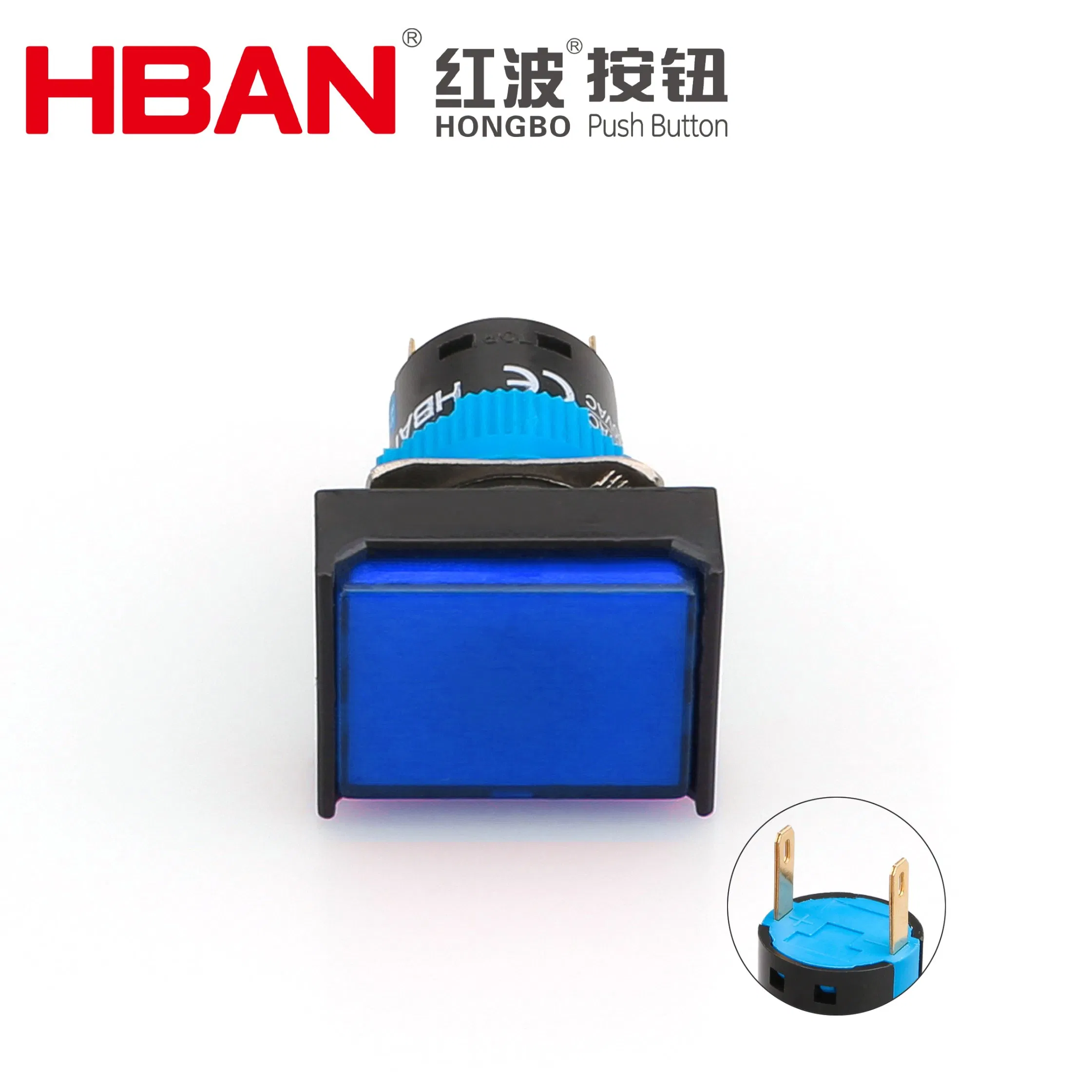Hban16mm Plastic Waterproof Rectangular LED Industrial Control Signal Light Blue Light Emitting IP65