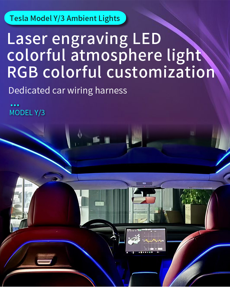 2022 Hot-selling Model Suitable for Tesla Car Interior Environment Laser Engraving Ambient Light