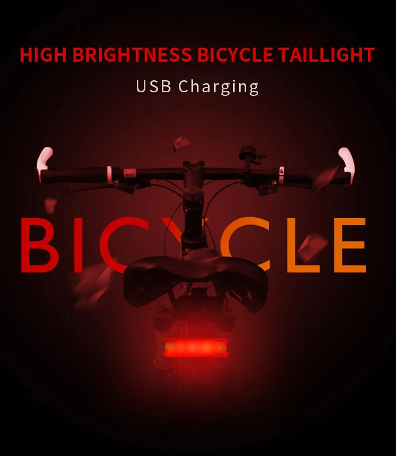 Bicycle Tail Light Bicycle Riding Motorcycle Electric Bike LED Mountain Bike USB Charging Warning Light