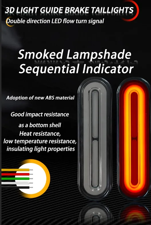 5 Inch LED Motorcycle Universal Tail Light Two Direction Indicator 60LED 12-80V Turn Signal Brake Stop Waterproof for ATV UTV E-Bike