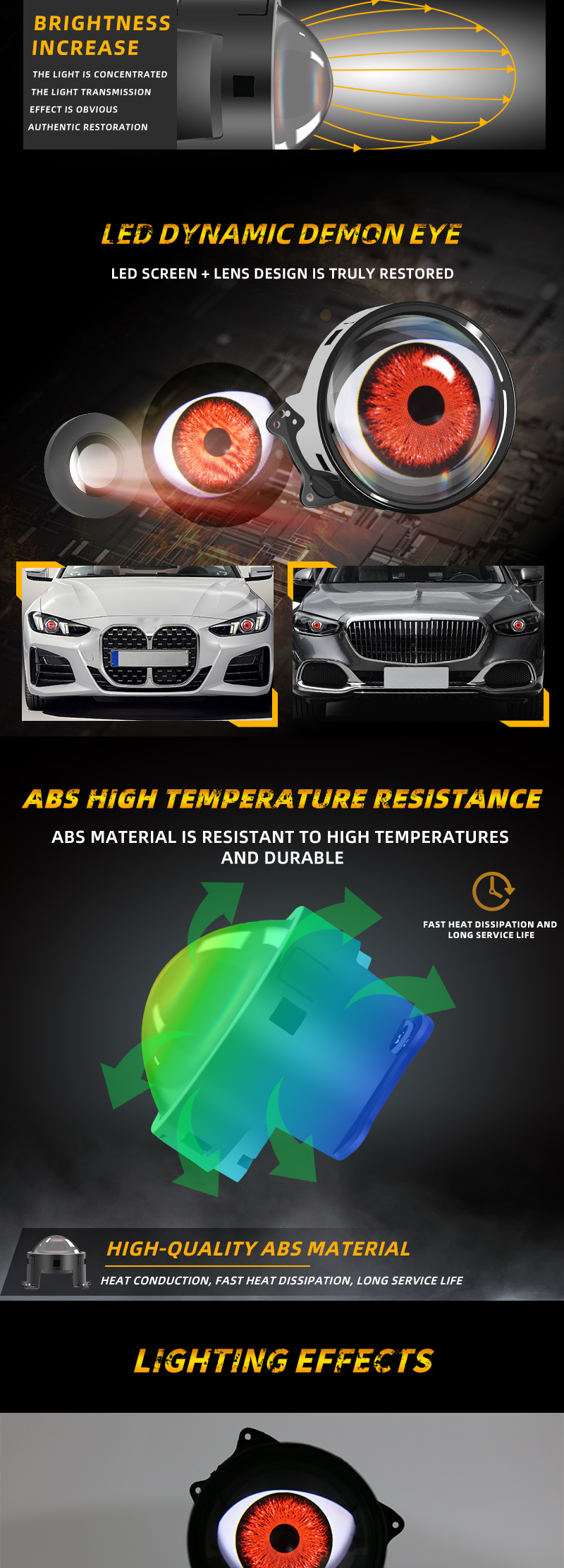 Hot Sales 12V-36V Dynamics 7 Modes Remote Control Demon Eye Car Devil Eyes Headlights System Other Car Light Accessories