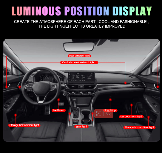 110cm Car RGB LED Atmosphere Light Bar Strips Ambient Symphony Car Interior Decoration Lights With 12V Music Sync Feature