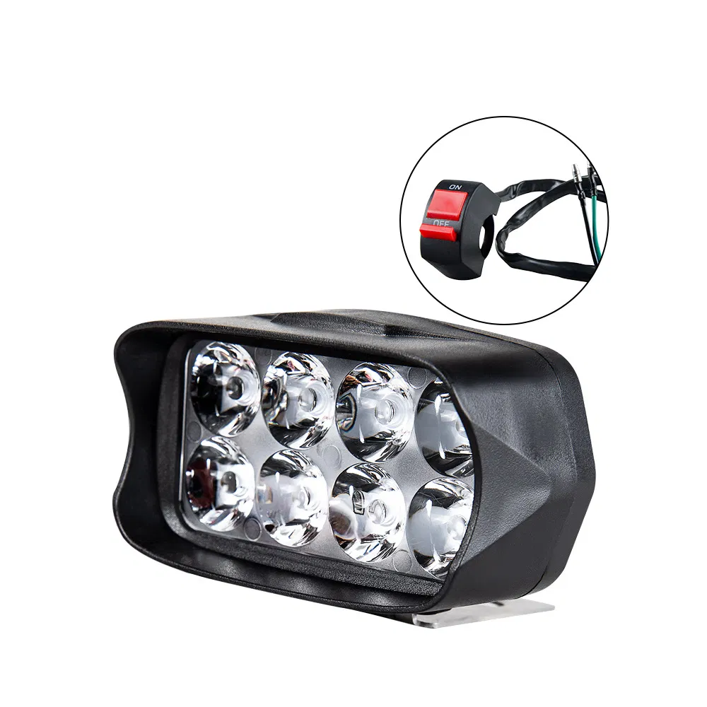 Ebike Motorcycle Headlight Motorbike Spot Head Light 8 12 16 LED Scooter ATV Motor Auxiliary Driving Work Lamp