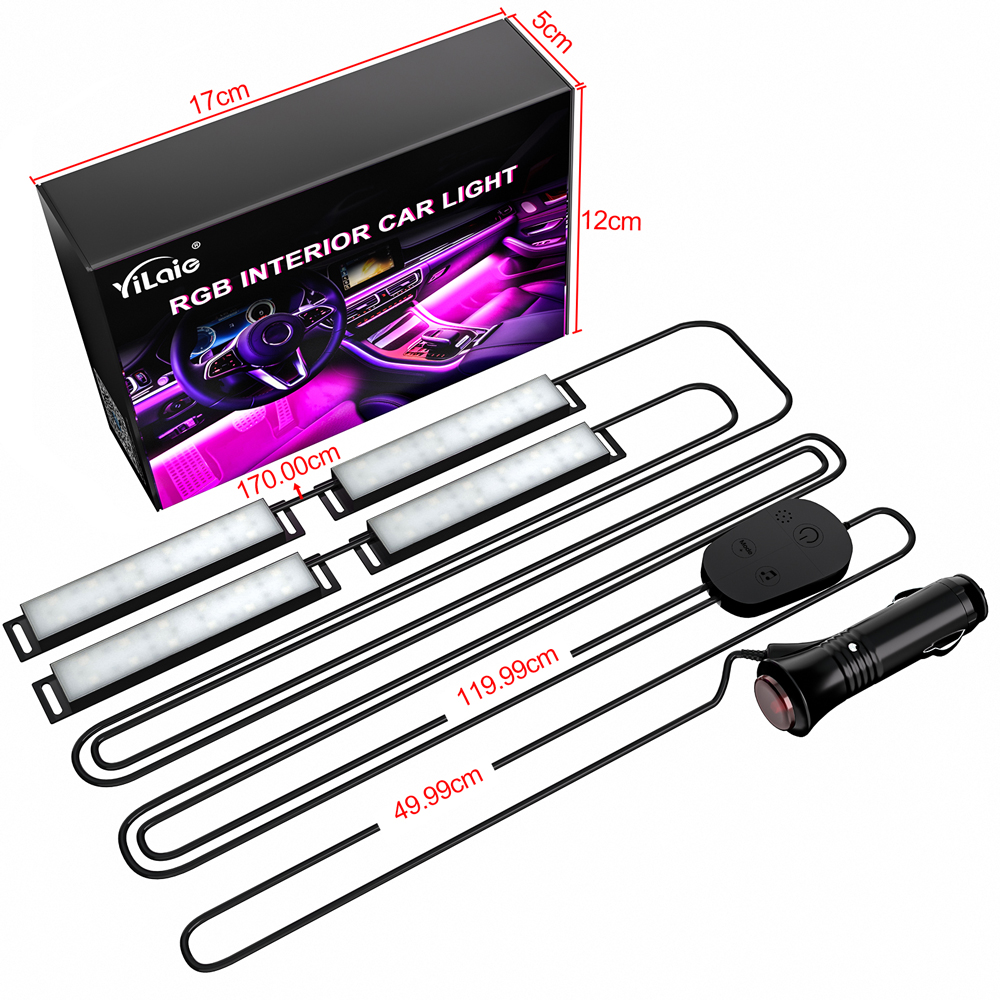RGB Interior 5050 Decorative LED Strip Light Atmosphere Car Lights With APP Music Wireless Remote Control DC12V