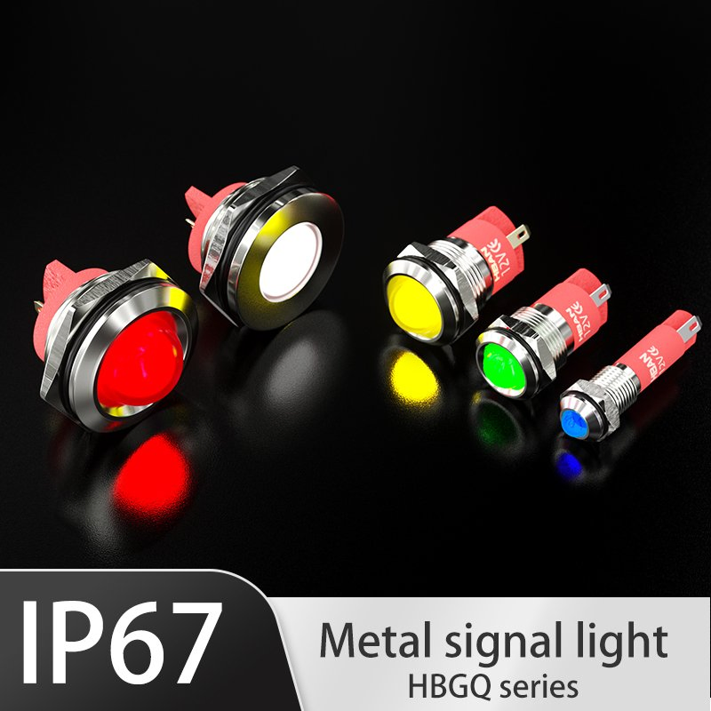 Hban 6-14mm Industrial Flat Face Metal Signal Light with IP67 Waterproof Protection