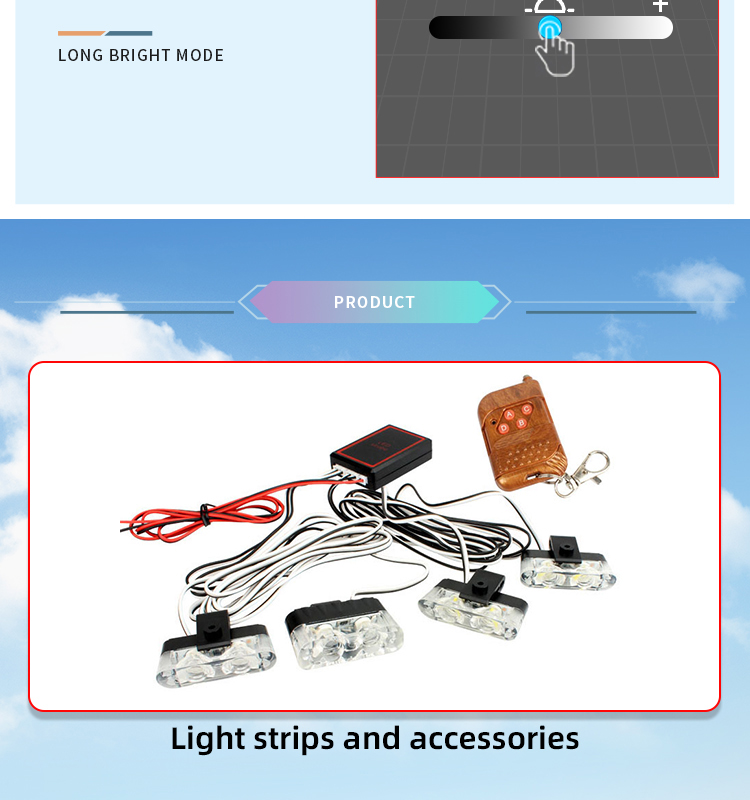LED Net Light Universal Fit Wireless Remote Control LED Grille Light for Automotive Front Grill Waterproof Easy to Install