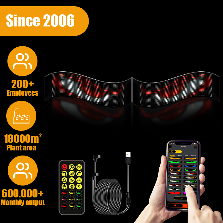 Cost-effective New Automotive LED Devil Eye Screen Panel Light with 16x64 Pixels 1024 Light Beads RGB Multi-Color Universal Fit
