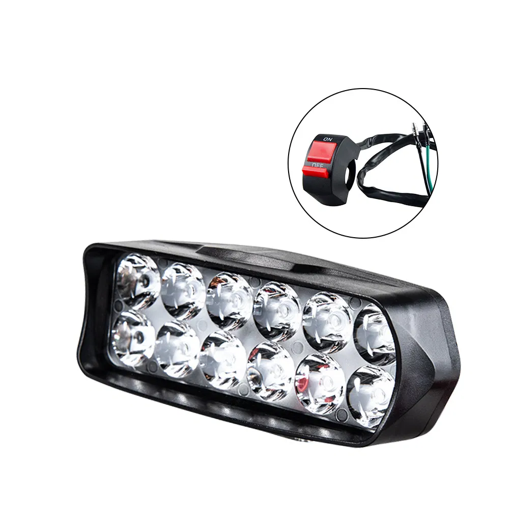 Ebike Motorcycle Headlight Motorbike Spot Head Light 8 12 16 LED Scooter ATV Motor Auxiliary Driving Work Lamp
