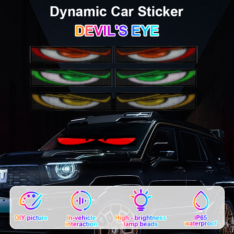 Cost-effective New Automotive LED Devil Eye Screen Panel Light with 16x64 Pixels 1024 Light Beads RGB Multi-Color Universal Fit