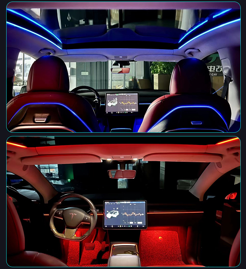 2022 Hot-selling Model Suitable for Tesla Car Interior Environment Laser Engraving Ambient Light