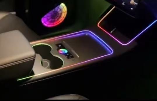 RHD Car Laser Carved Ambient Light Dynamic Interior Atmosphere Lamp Kit 256 Colors Suitable for Tesla Model 3 Model Y 2021-2022