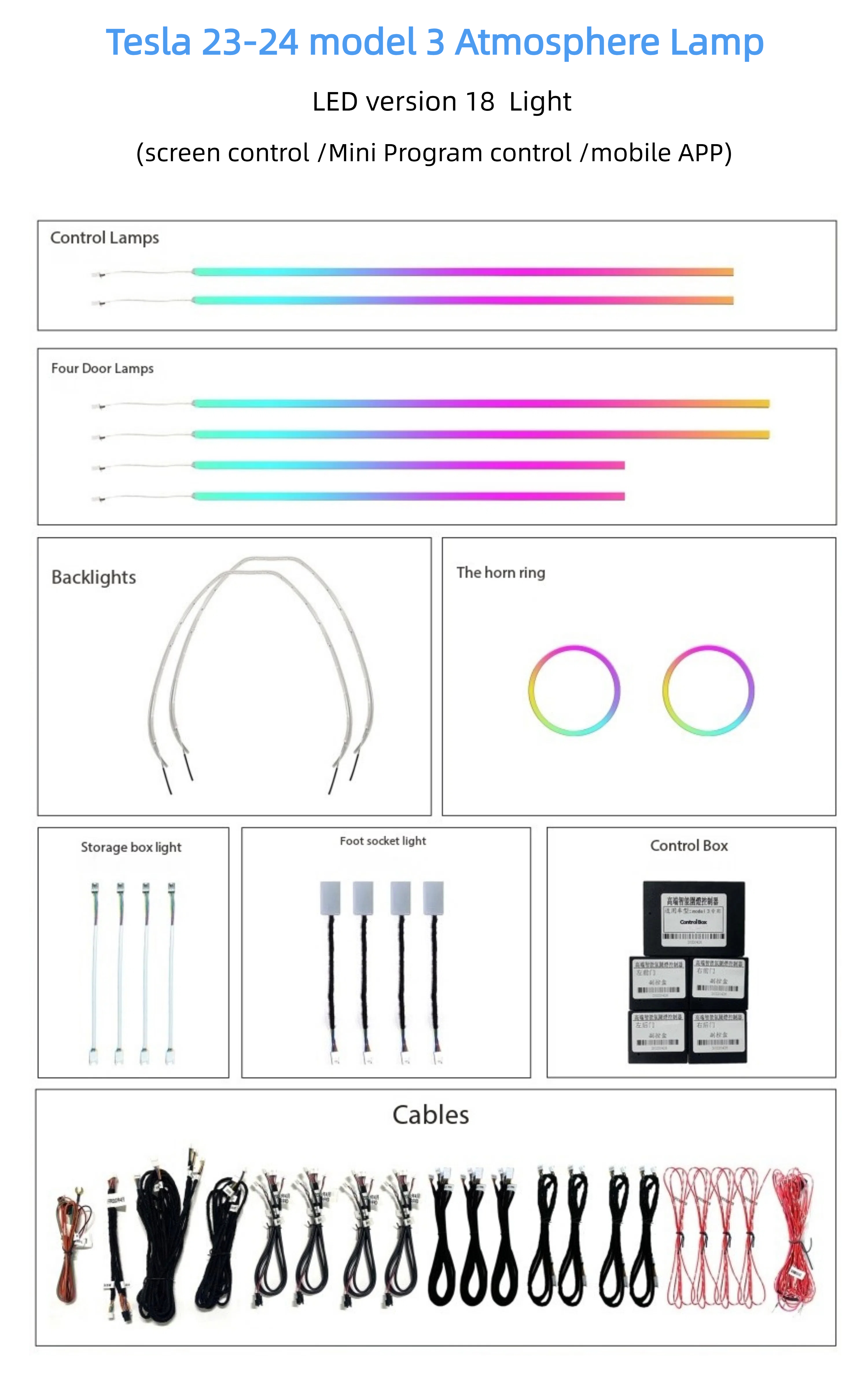 Wholesale Car Interior Magic Ambient Light LED Ambience Lamp Atmosphere Strip Suitable for Tesla Model 3 2023-2024 2023/2024