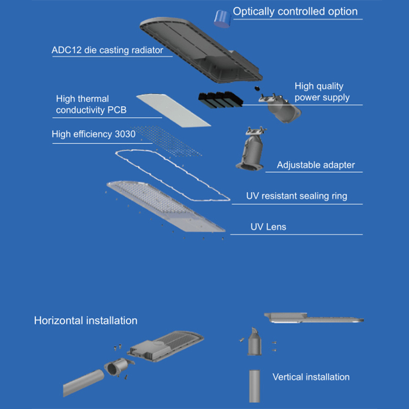 IP66 Outdoor Lamp Pole Mounted Area Street Lamp Aluminum SMD Photocell AC LED Outdoor Garden Parking Lot Street Light