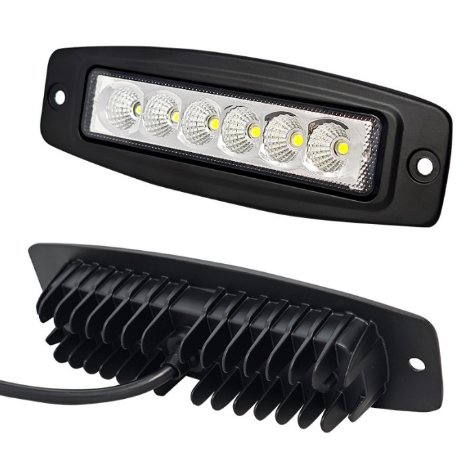 Cross-border Exclusive 18W 36V 2000 Lumens Embedded Car LED Work Light Long Strip Bumper Light Ears Off-road Vehicle