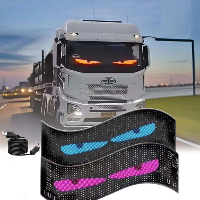 BGZM 16*32 Car Windshield LED Screen 12V Replacement New DIY Indicator Light Devil's Eye App Remote Control Animated Eyes Trucks
