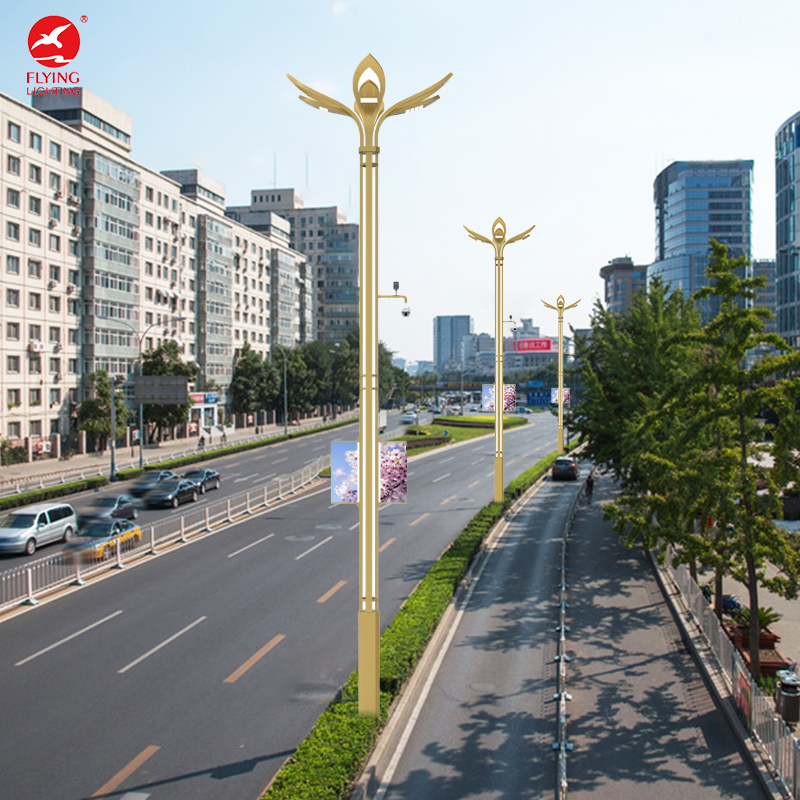 All in One Smart Pole 9m Aluminum Pole Light with LED Display CCTV Camera 5G WiFi and EV Charger for Smart City