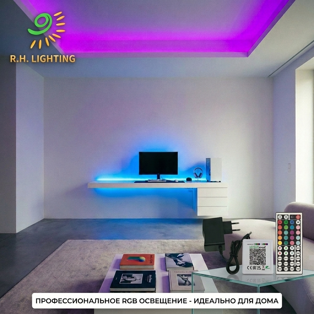 Joystar Professional 24V RGB LED Strip 5m Set 4848 Chip 30LEDs/m IP20 with EU Adapter for B2B Project Lighting