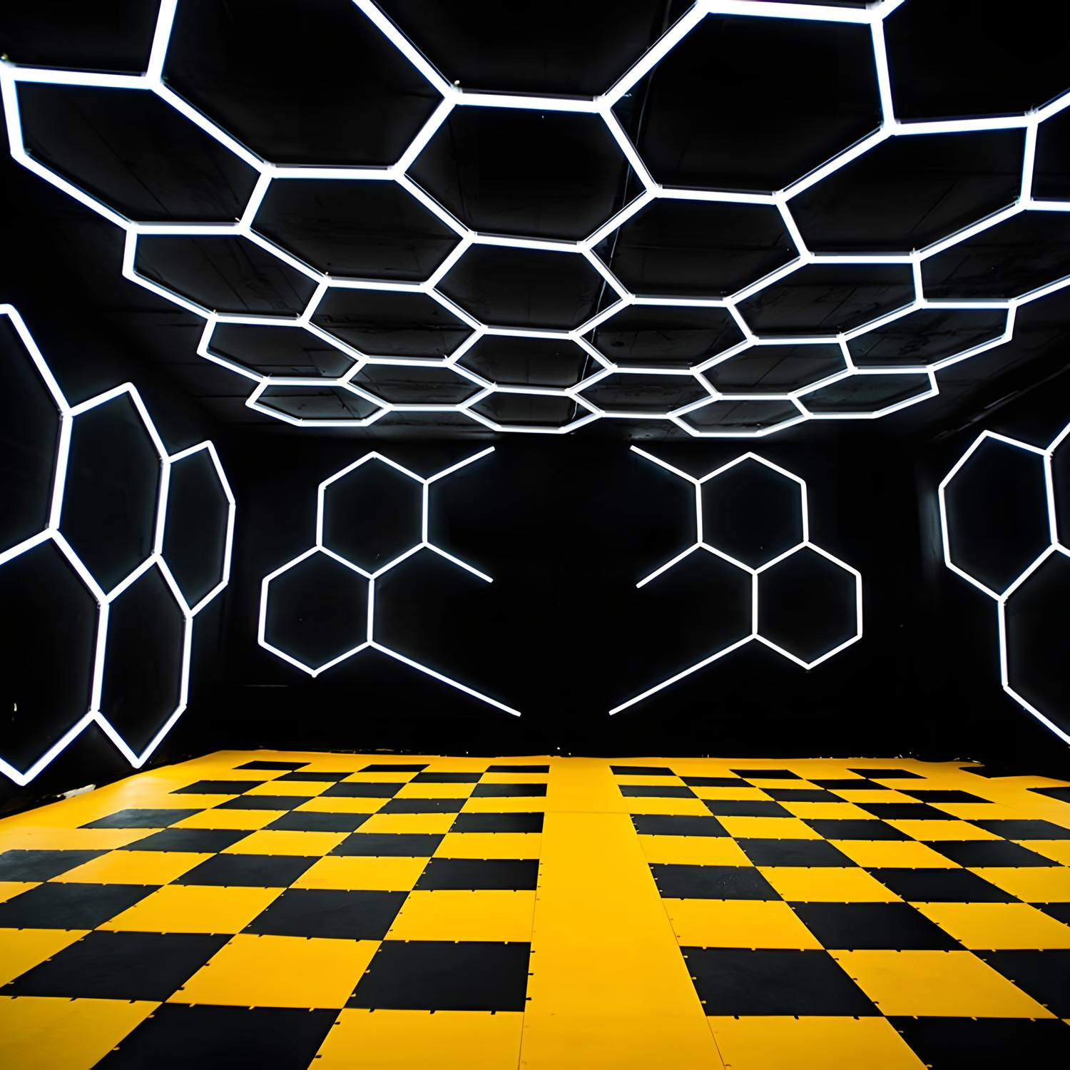 High Quality Connectors Led Light Hexagonal Shape Honeycomb Garage Pendent Lamp Hexagrid Working Lighting Light