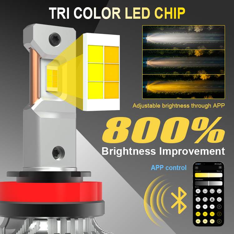 Gview Unique Features 130W 30000LM APP Control LED Headlight Conversion Kit G18W H8 H11 Smart Car Headlight Bulb