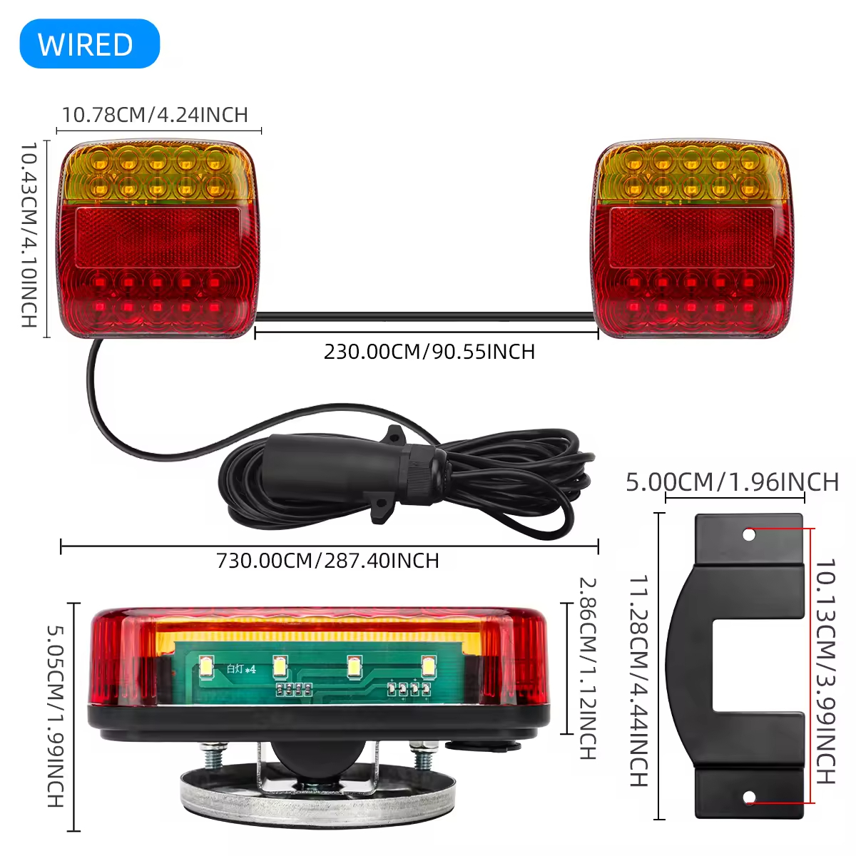 New Universal Aluminum Alloy Waterproof LED Wireless Magnetic Trailer Light Kit Truck Tow Warning Auto Exterior Lighting