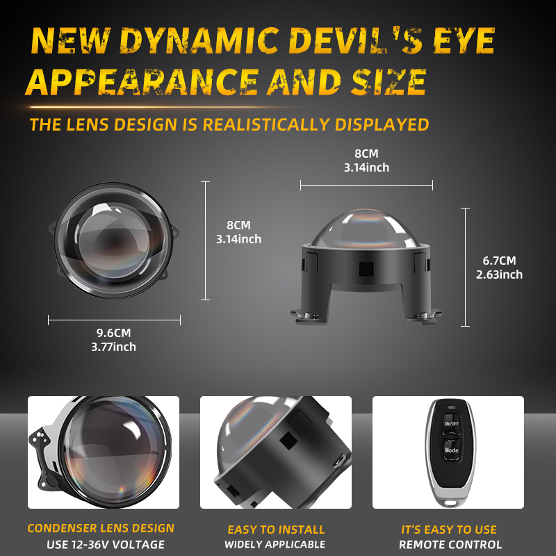 Hot Sales 12V-36V Dynamics 7 Modes Remote Control Demon Eye Car Devil Eyes Headlights System Other Car Light Accessories