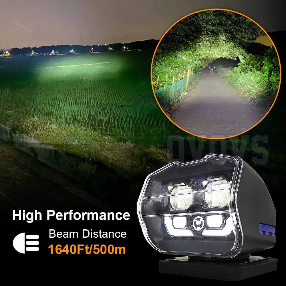 OVOVS 60W 360 Degree Remote Control 360 Led Search Lights for Boat Marine Truck Off Road SUV