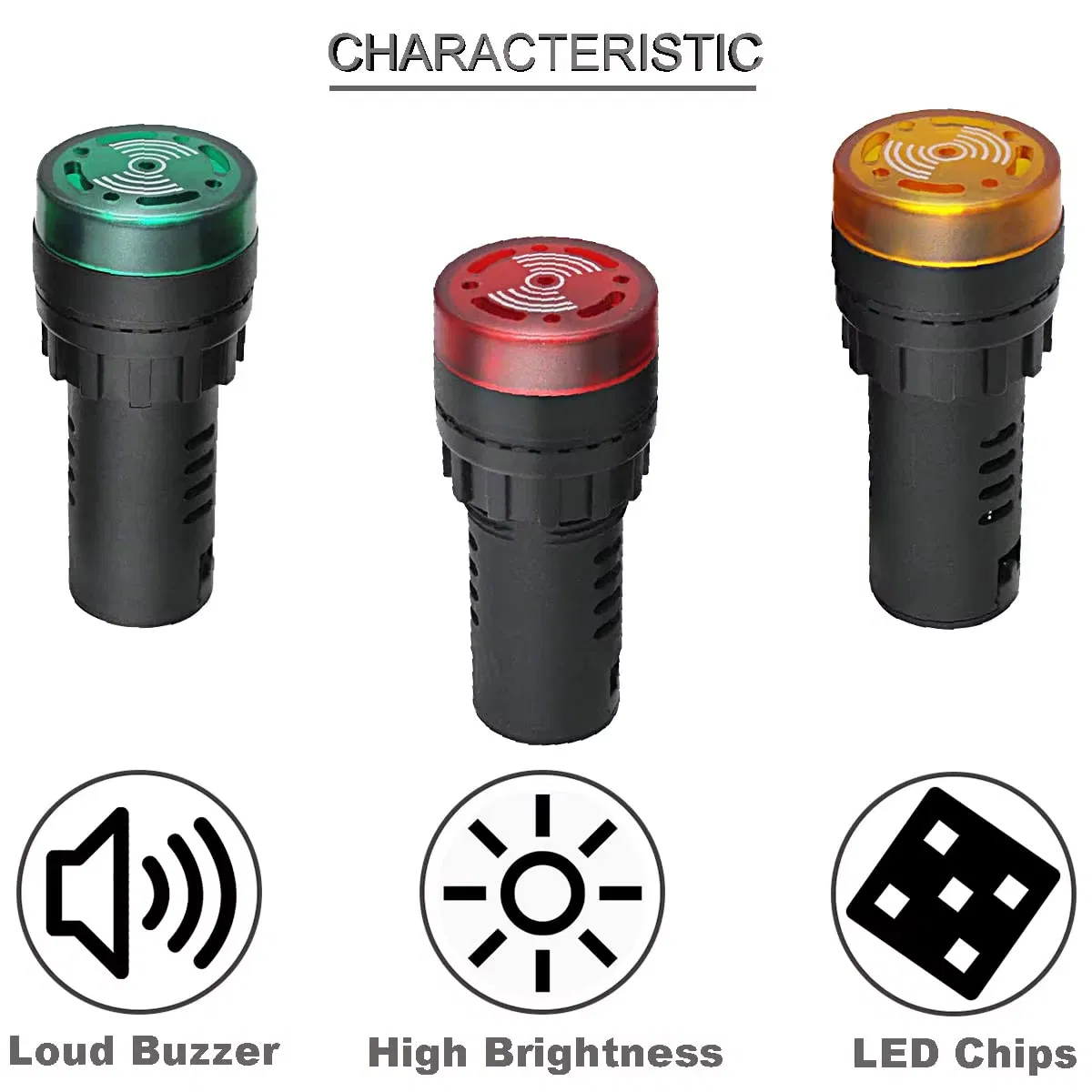 Ad16-22sm 22mm AC/DC 12V24V110V220V Red/Green/Yellow LED Buzzer Flash Alarm Signal Indicator Light