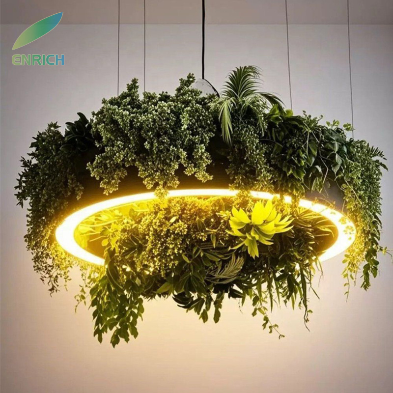 Decorative Hanging Biophilic LED Plant Pendant Lighting for Reception Lounge Office Hotel Restaurant