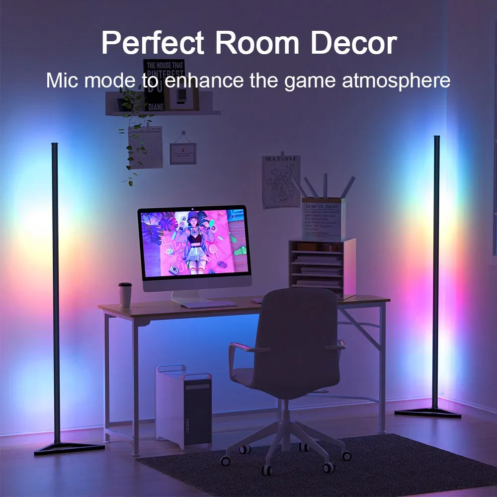 Smart Tuya Corner Floor Lamp Dimmable RGB LED Modern Mood Lighting Alexa Stand Lights for Bedroom Gaming Living Room Decor