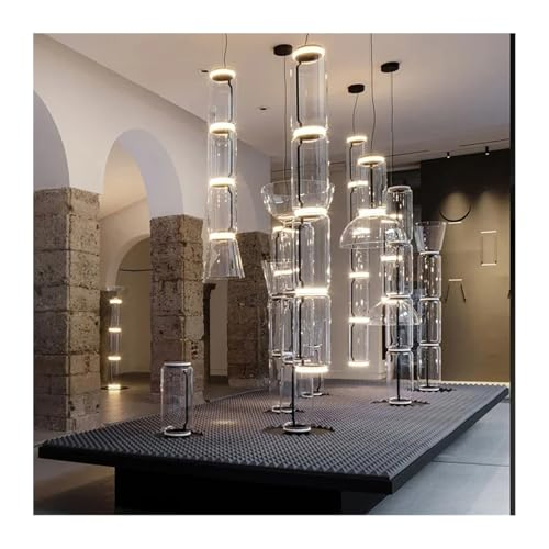 Vertical Glass Tube Chandelier Set: Elegant Layered Lighting