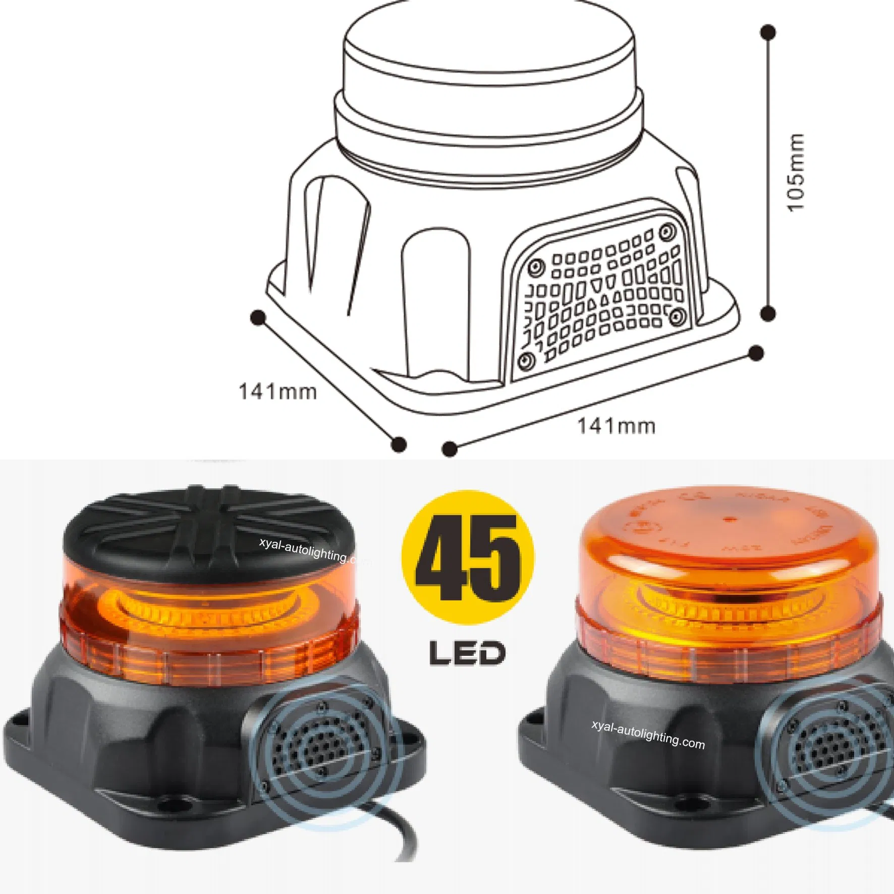 Blue 2in1 Forklift Rotary LED Beacon Strobe Light with Alarm Speaker Horn