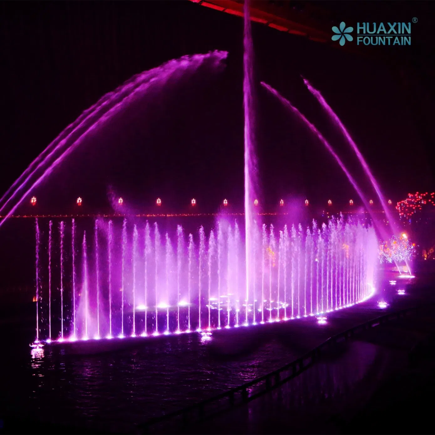 Large City Landmark Rotating Patterns Layered Lighting System and Fountain Water Feature