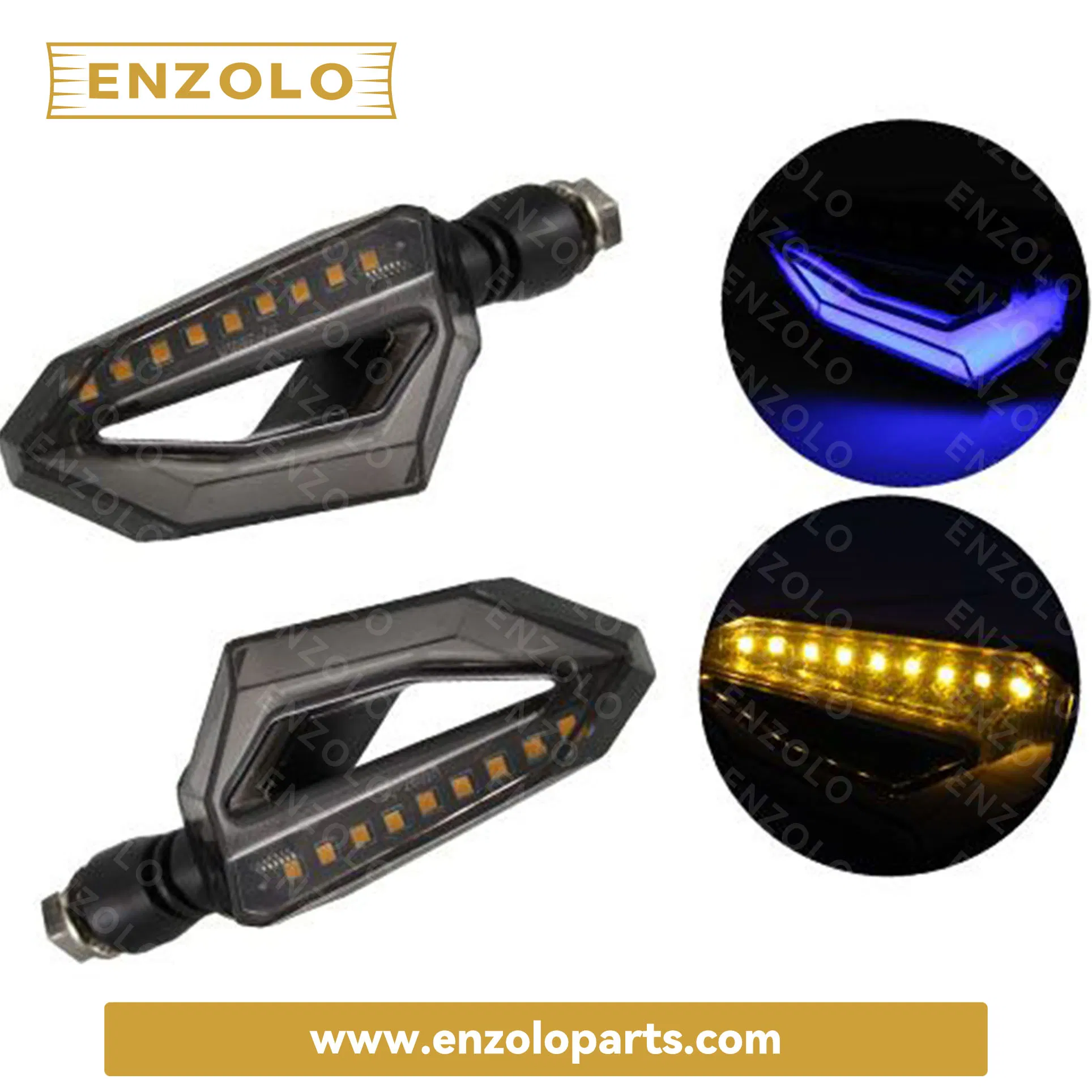 Enzolo 12V D-Type Yellow/Blue Turn Signals Lights (Directionals) Motorcycle Parts