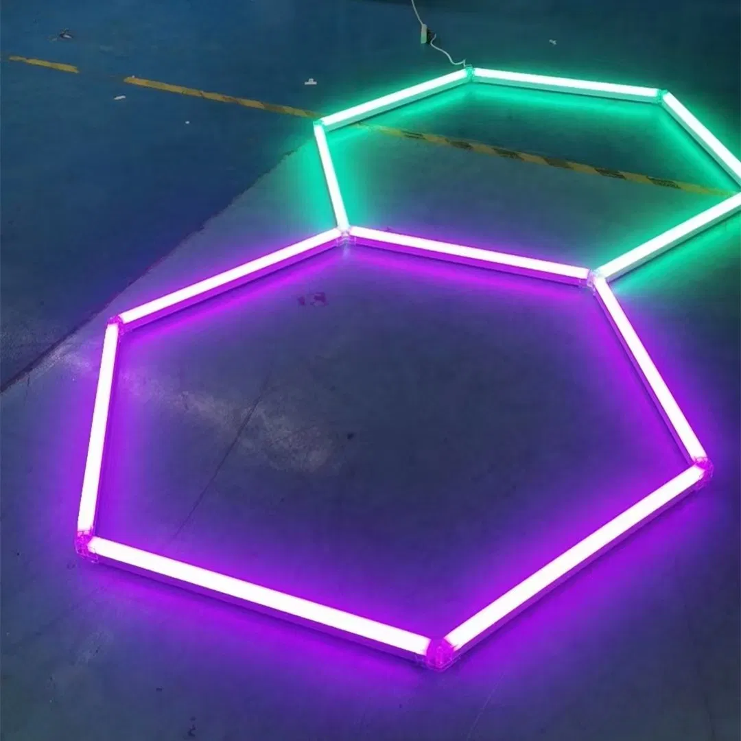 Hexagon LED Lighting Car Home Garage Workshop Retail Lighting with RGB Border