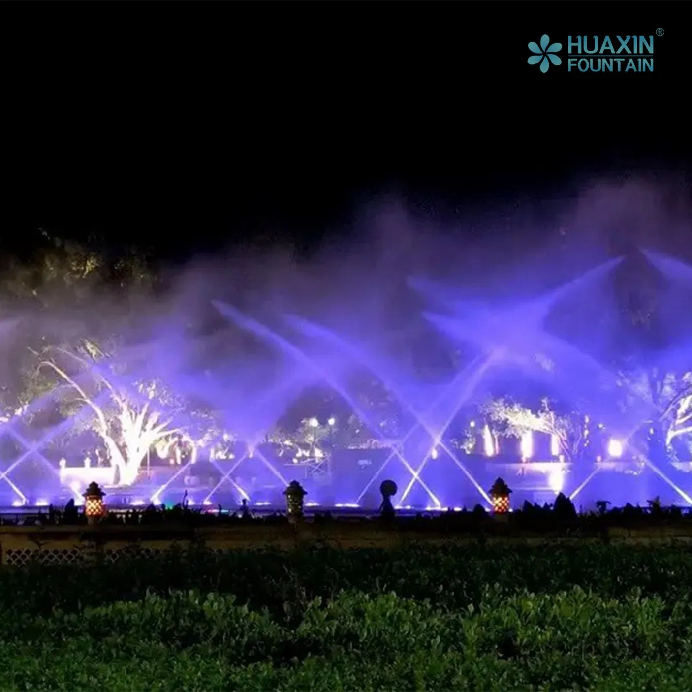 Large City Landmark Expertly Made Layered Lighting System and Fountain Water Feature