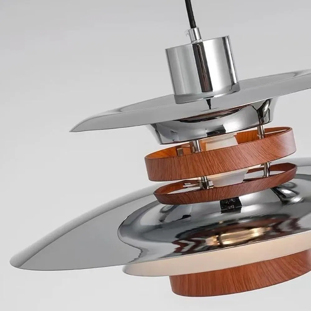 MID-Century Modern Layered Pendant Lamp: Retro-Futuristic Lighting for Contemporary Spaces
