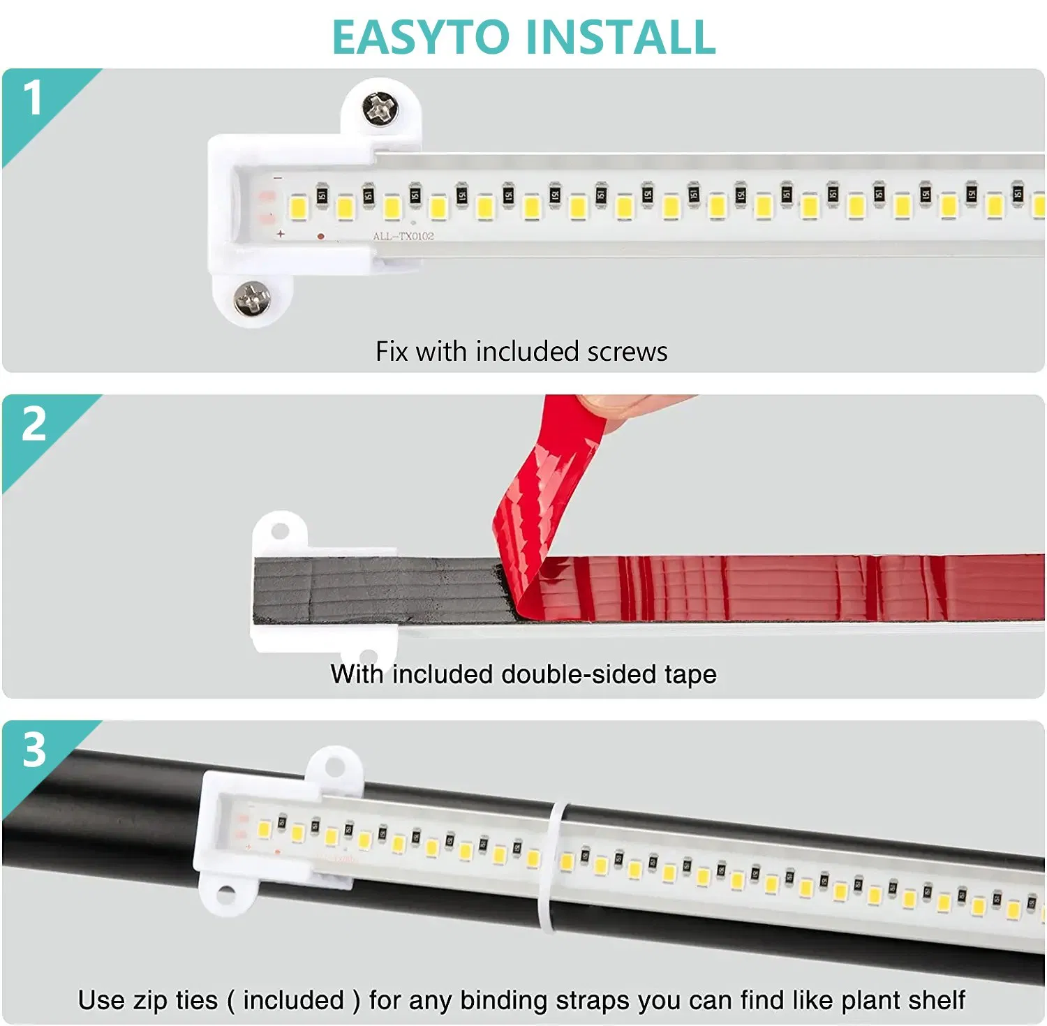 Strips 4 Pack for Horticulture Full Spectrum LED Grow Light for Indoor Plants with Auto on/off Timer, 3/6/12h Timer, 192 LEDs, 4 Dimmable Modes