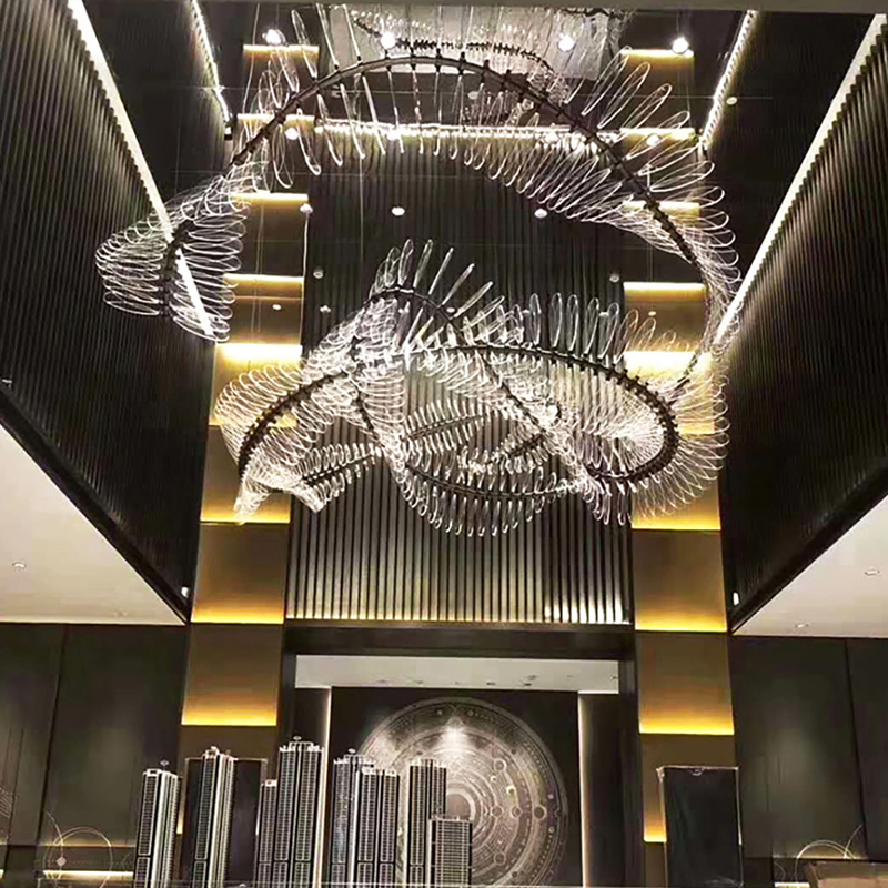 Large Smart APP Home Decor Hanging Luxury Crystal Rain Acrylic Chandelier