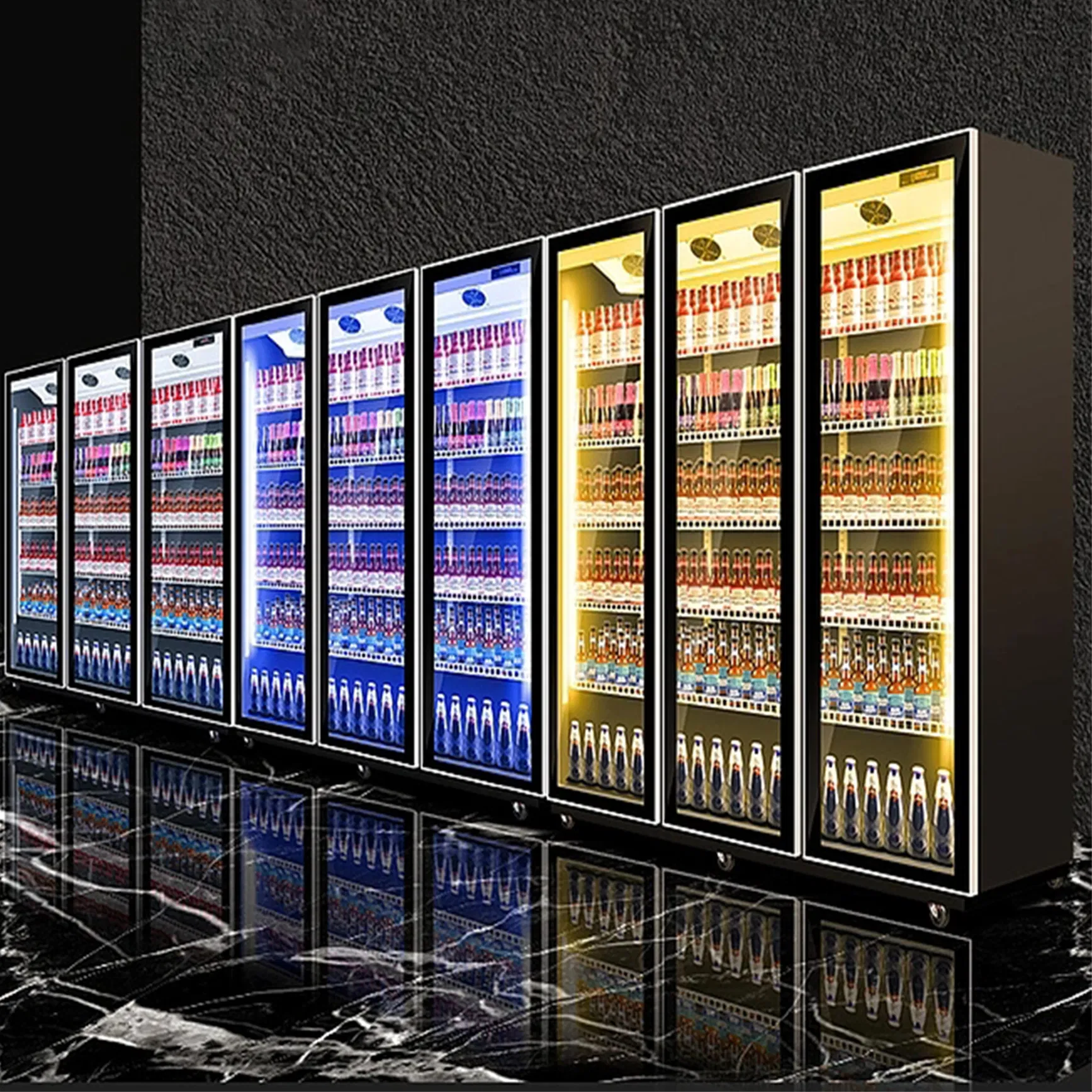 Vertical Wine Refrigerator Display Beverage Cooler with LED Lighting and Glass Doors