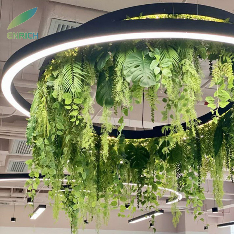 Decorative Hanging Biophilic LED Plant Pendant Lighting for Reception Lounge Office Hotel Restaurant