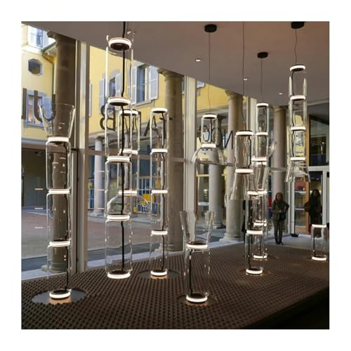 Vertical Glass Tube Chandelier Set: Elegant Layered Lighting